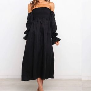 Black petal and pup dress